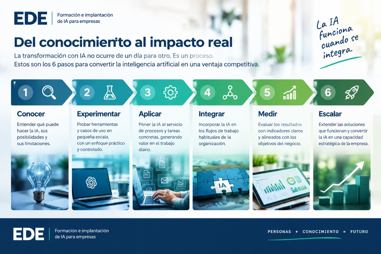 Del conocimiento al impacto real: seis pasos para convertir la inteligencia artificial en una ventaja competitiva